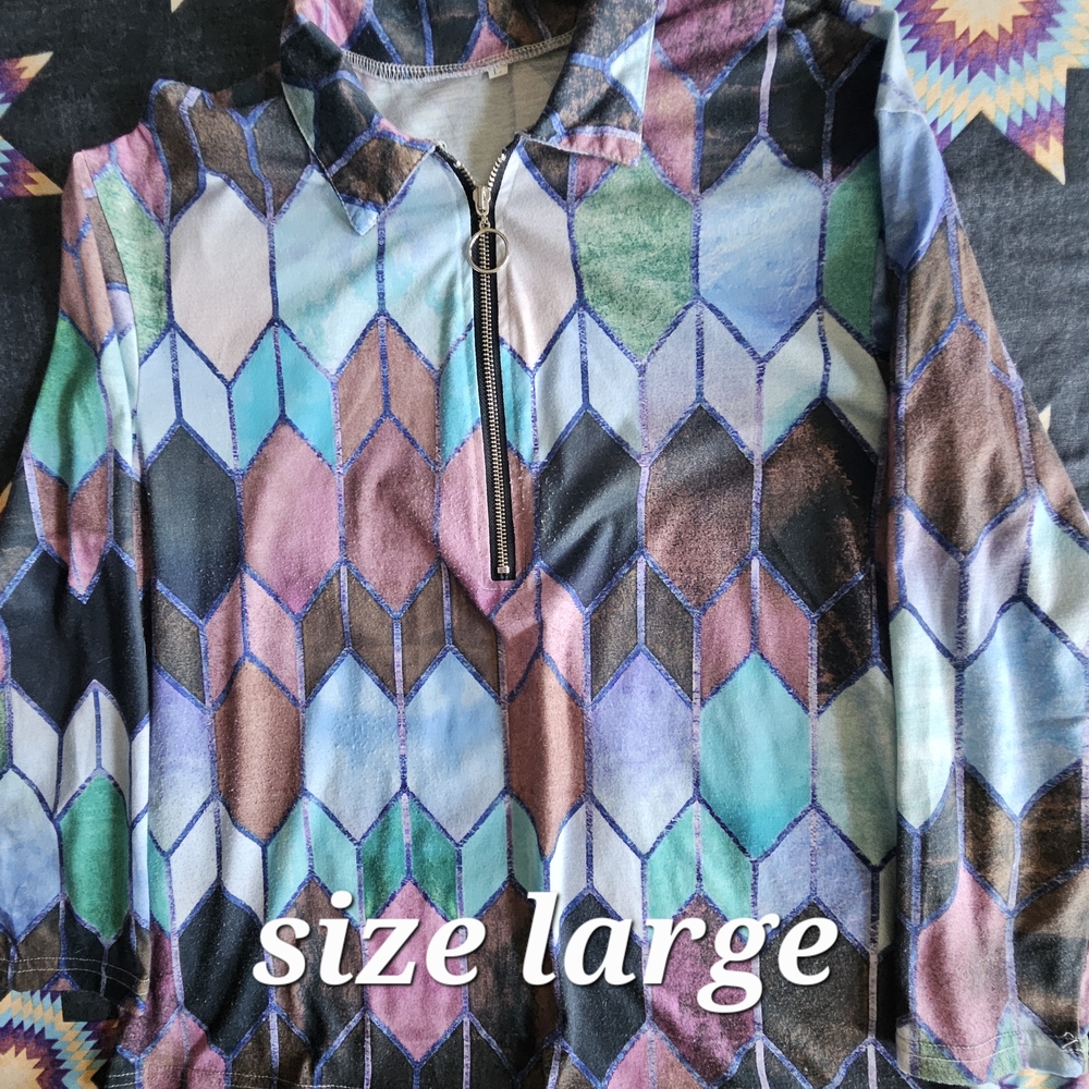 SHEIN Multicolor Geometric Blouse